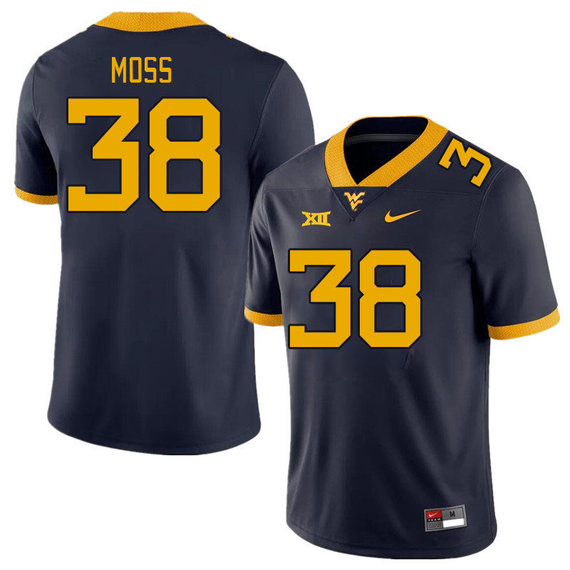 Men #38 Macguire Moss West Virginia Mountaineers College Football Jerseys Stitched Sale-Navy